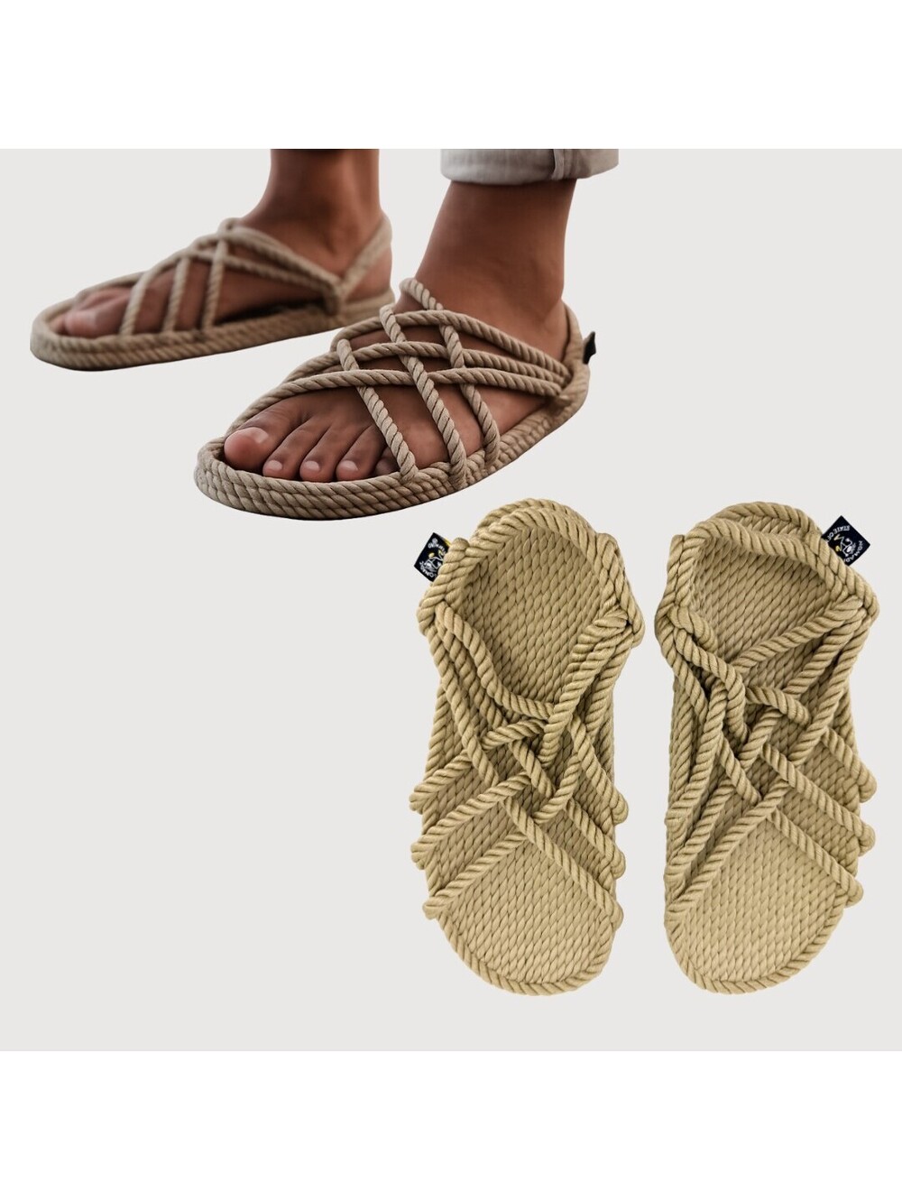 Nomadic State of Mind JC Rope Sandal Camel Size 39 Vegan